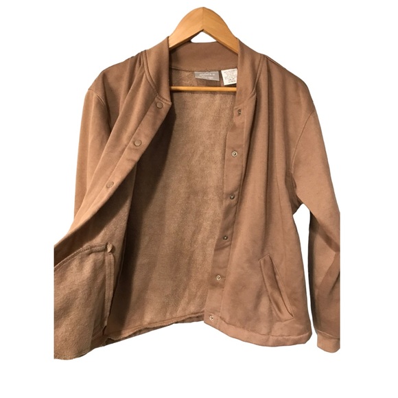 Blair | tan Brown vintage button up bomber jacket neutral jacket - Picture 3 of 7